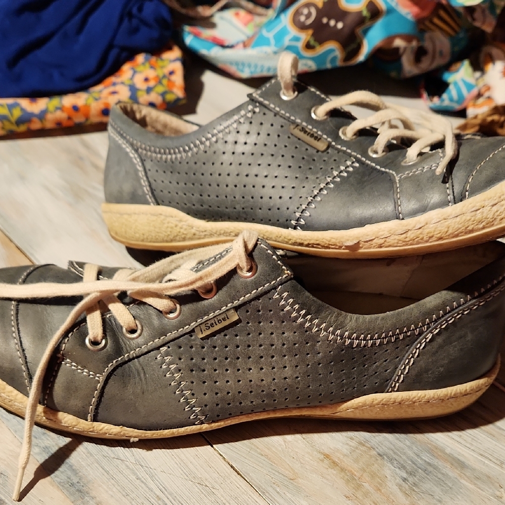Josef Seibel Blue Gray &  Tan Sneakers Casual Comfort